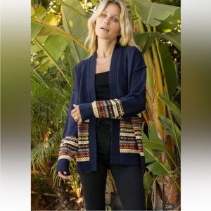 Hem & Thread Navy Multicolor Cardigan